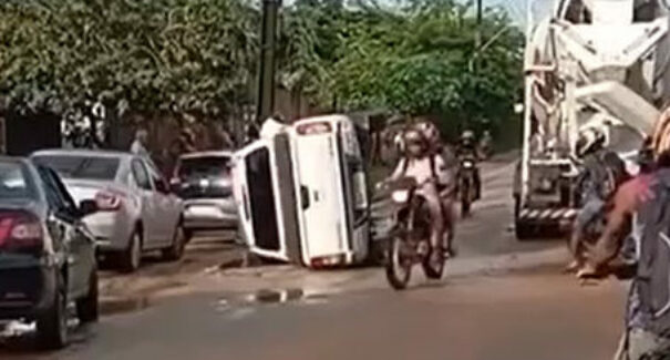 Motorista perde controle e carro capota na Estrada da Maioba