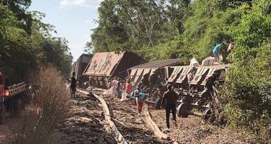 Trem descarrila e carga de milho é saqueada em São Francisco do Brejão, no MA