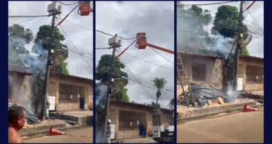 Veículo encosta em fio elétrico e provoca incêndio em residência, em São José de Ribamar