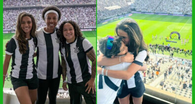 Rayssa Leal prestigia Corinthians em festa do título no Brasileirão Feminino