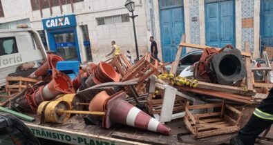 SMTT retira cones utilizados para reserva de vagas de estacionamento em espaços públicos