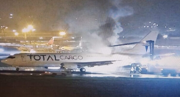 Avião cargueiro faz pouso de emergência em Guarulhos após princípio de incêndio