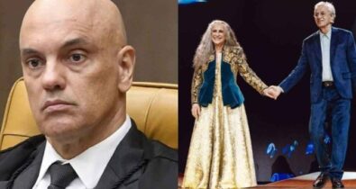 Alexandre de Moraes é recebido com gritos de “sem anistia” durante show de Caetano Veloso e Maria Bethânia