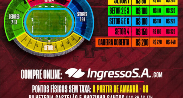 Ingressos para o jogo Bangu x Flamengo em São Luís já estão à venda