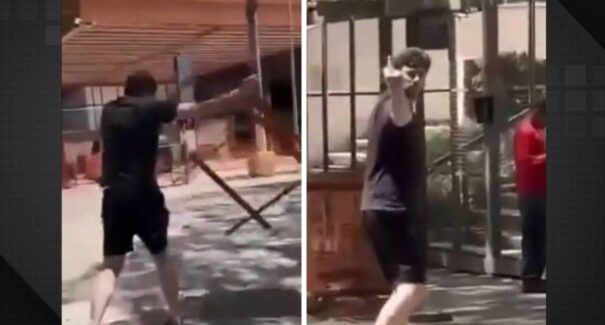 Apresentador Danilo Gentili se irrita com obra e arremessa placas e cones em discussão com trabalhadores
