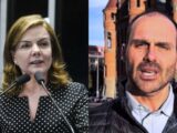 Gleisi Hoffmann afirma que Eduardo Bolsonaro é “medroso” por permanecer nos EUA