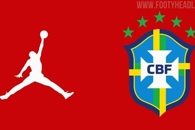 De acordo ainda com o Footy Headlines, o uniforme reserva do Brasil para 2026 apresentará o logotipo da marca Jordan em vez da Nike - (crédito: Reprodução/Footyheadlines.com)
