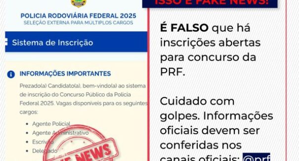 PRF emite alerta e desmente fake news envolvendo falso concurso público