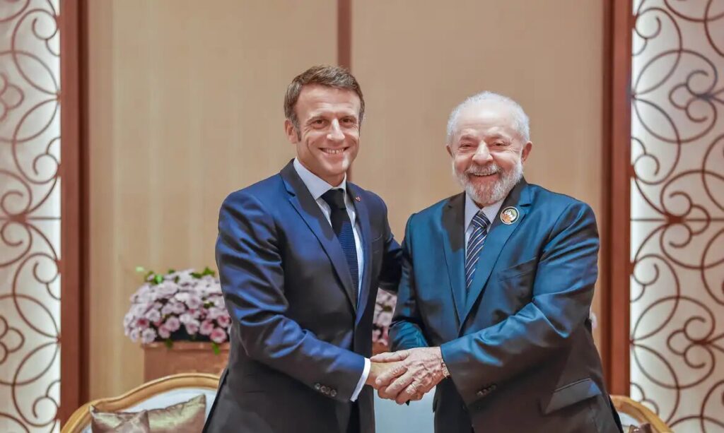 Lula e Macron (Foto: Ricardo Stuckert/PR)