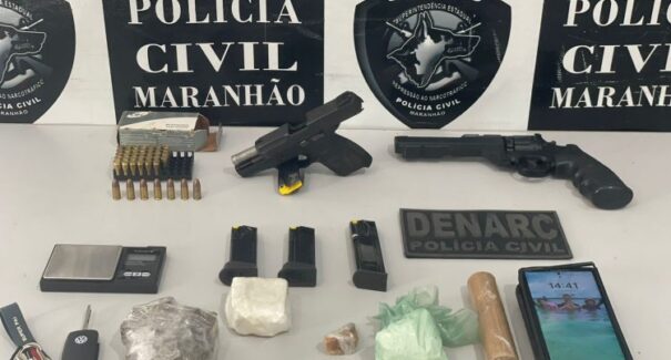 Polícia Civil prende homem por tráfico de drogas e porte ilegal de armas, em Timon