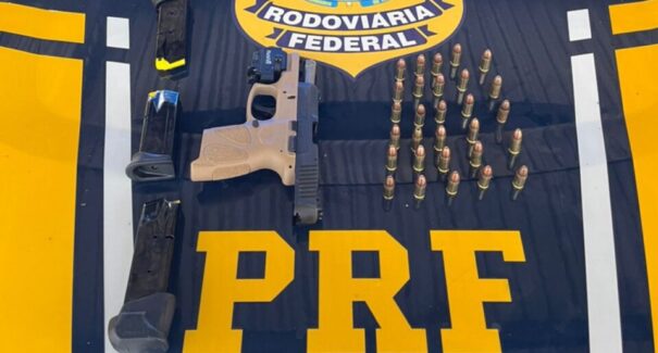 PRF apreende arma de fogo de uso restrito e munições durante fiscalização em Imperatriz