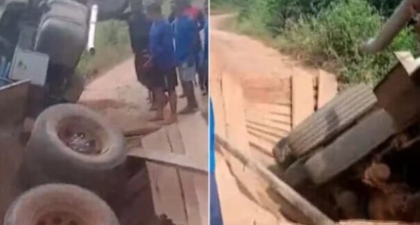 Ponte desaba e deixa comunidade isolada na Zona Rural de Pedro do Rosário
