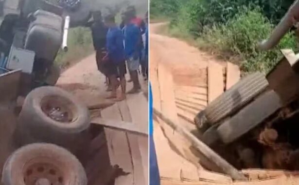 Ponte desaba e deixa comunidade isolada na Zona Rural de Pedro do Rosário