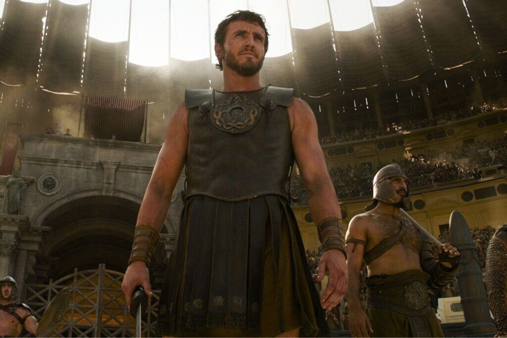 Em “Gladiador 2”, Lucius precisa derrubar os imperadores e corruptos de Roma para garantir o seu futuro (Foto: Reprodução digital | Paramount Pictures e DreamWorks Pictures)

