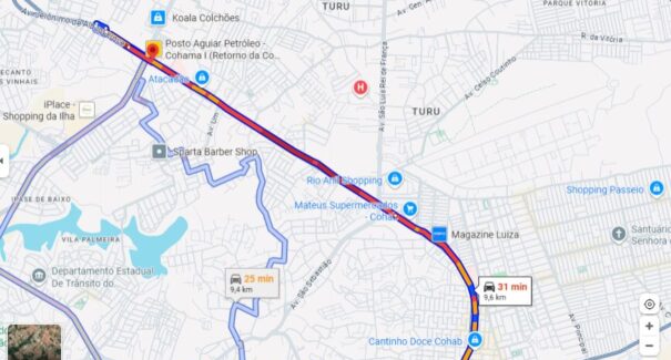 Manifestação de motoristas de aplicativo paralisa o trânsito no bairro Cohama, nesta terça-feira (26/8)