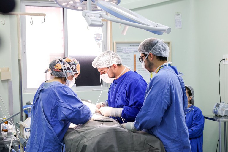 Cirurgia realizada durante o mutirão do Agora Tem Especialistas, no último sábado (13)(Foto: Walterson Rosa/MS)