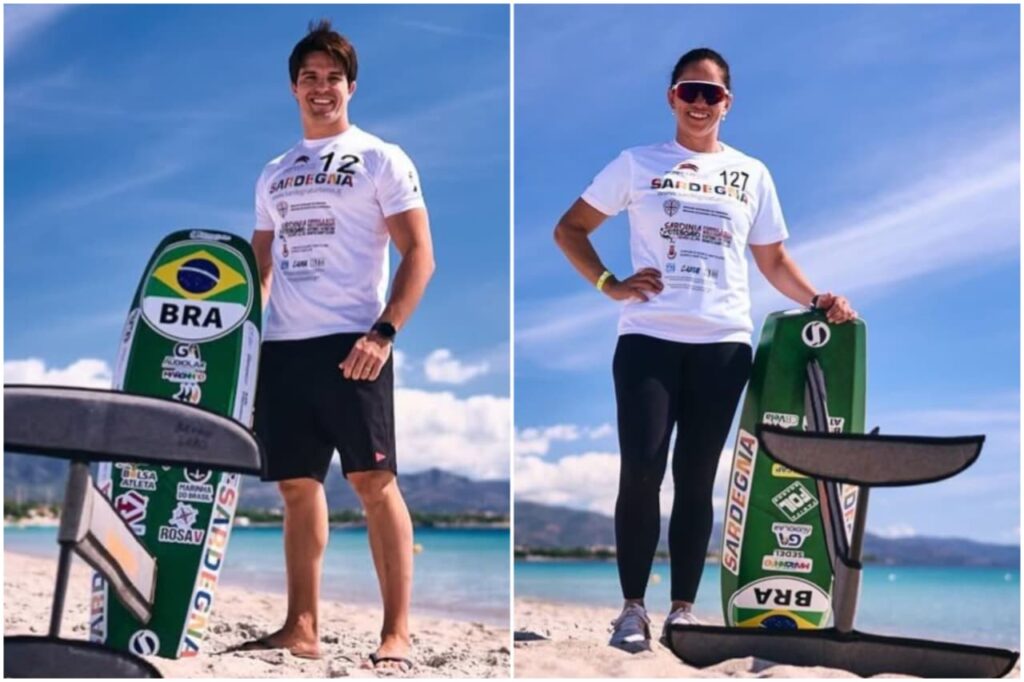 Bruno Lobo e Socorro Reis disputam o Mundial de Fórmula Kite na Itália. (Foto: Divulgação)