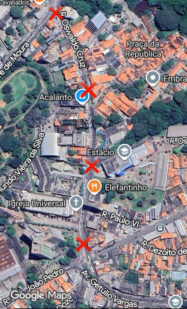 Trânsito é alterado na Rua Oswaldo Cruz em direção ao Centro de São Luís — Foto: Google Maps
