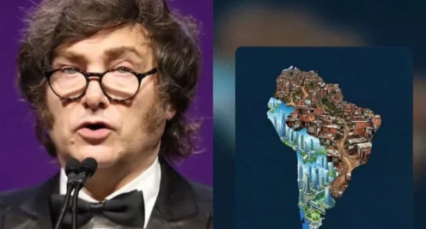 Milei publica imagem e retrata o Brasil como favela