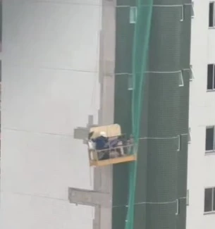 VÍDEO: Ventania deixa trabalhadores pendurados durante obra em Imperatriz