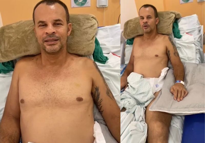 “Minha respiração melhorou muito. Já consigo apertar a mão das pessoas. Tô muito feliz”, disse Romildo Leobino. (Foto: Reprodução/Redes Sociais)