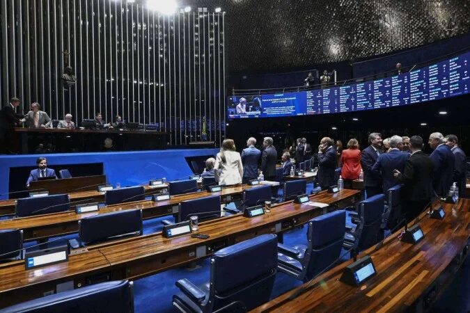 Após já ter passado também pela Câmara, o texto segue para sanção do presidente Luiz Inácio Lula da Silva (PT). - (crédito: Carlos Moura/Agência Senado)
