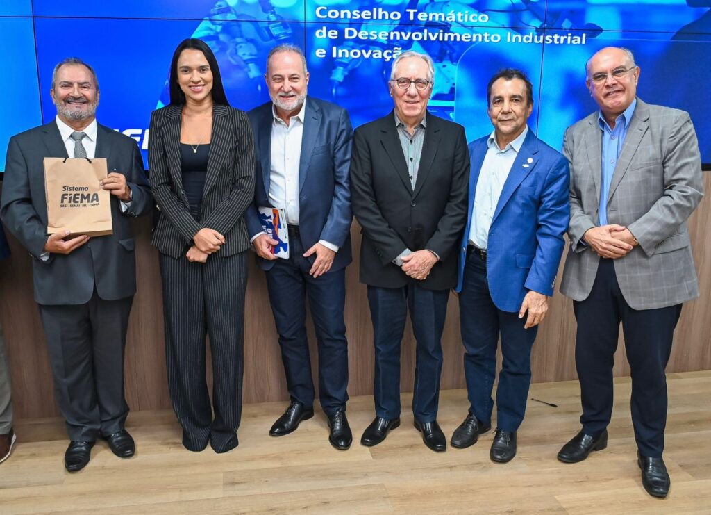 Luiz Fernando Renner, da FIEMA, recebe representantes da empresa 4Wood Biotech, do Governo do Estado, Sebrae-MA e da Prefeitura de Bacabeira (Foto: Divulgação)