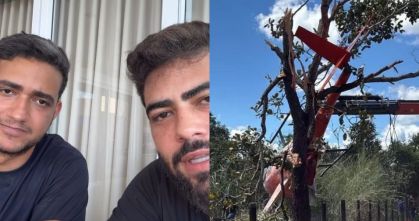 Helicóptero de Henrique e Juliano cai no Tocantins; aeronave pilotada por pai