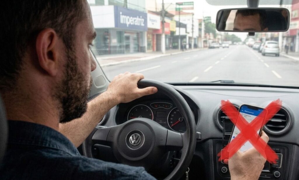 Uso do celular ao volante aumenta risco de acidentes e pode deixar milhares sem energia, alerta campanha